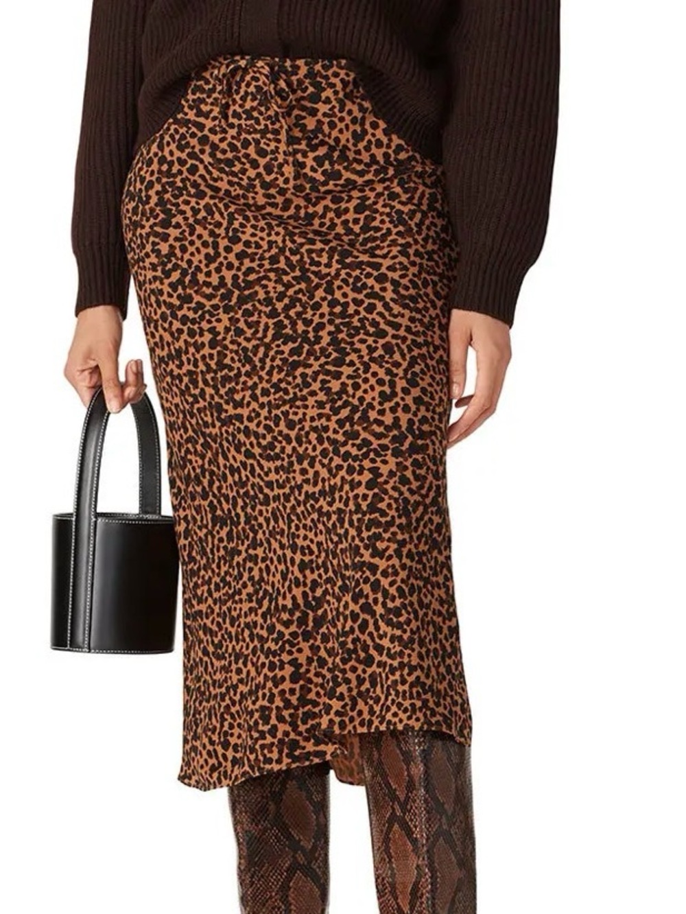 Madewell Leopard Print Midi Skirt - Brown/Black